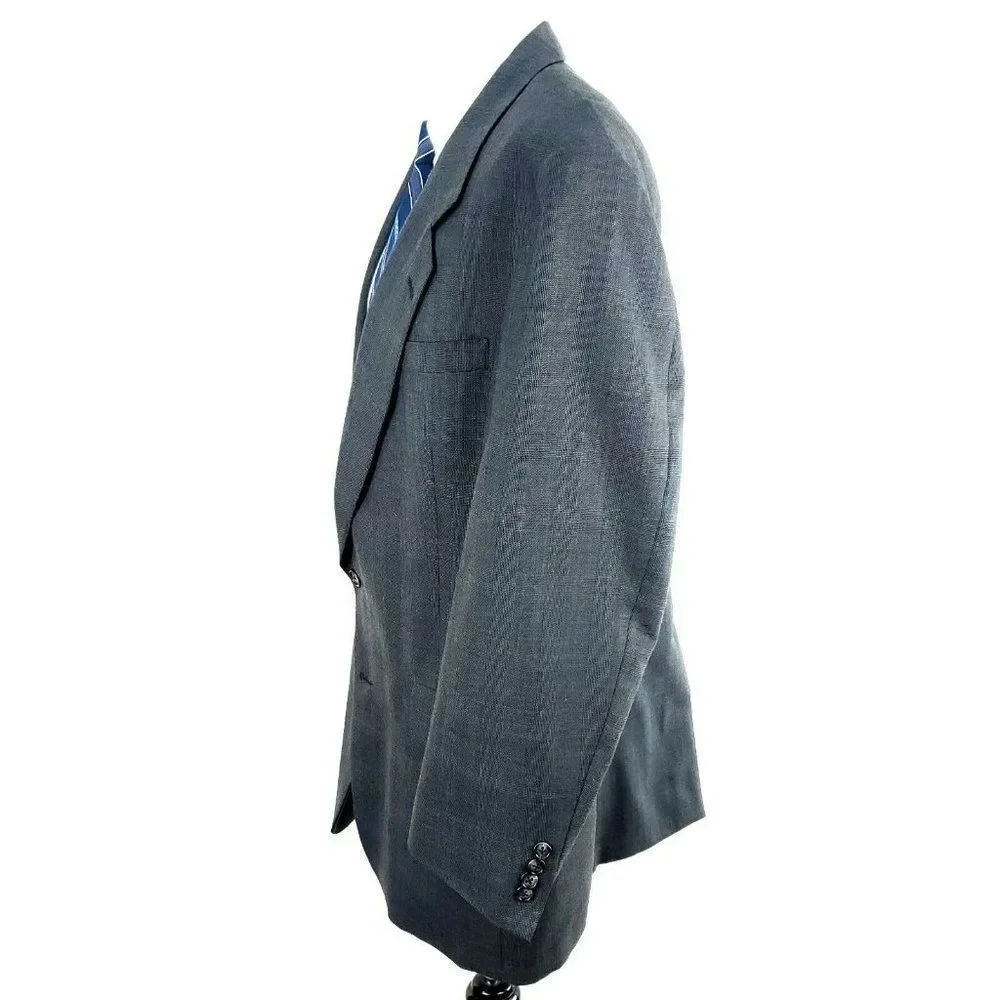Hart Schaffner Marx 44L 2 Button Glen Check Wool‎